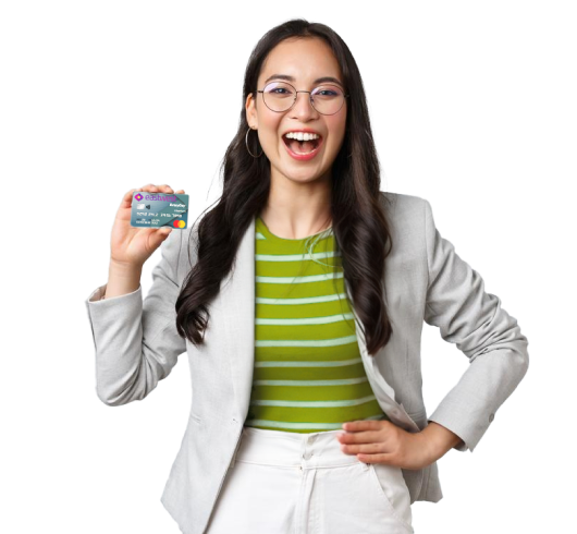 Girl holding card